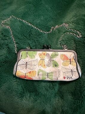 Brighton Butterfly Print Chain Clutch - Green, Yellow, Orange